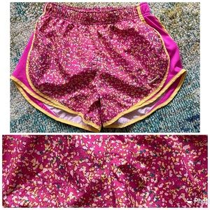 NIKE Dri-Fit Women’s Vibrant Pink/Yellow w Yellow Trim Athletic Shorts. Size S